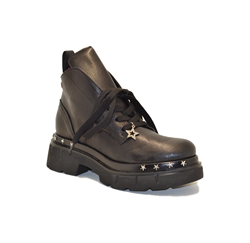 GIO PIU ANFIBIO IN PELLE NERA COMBI BLACK CORA-08 